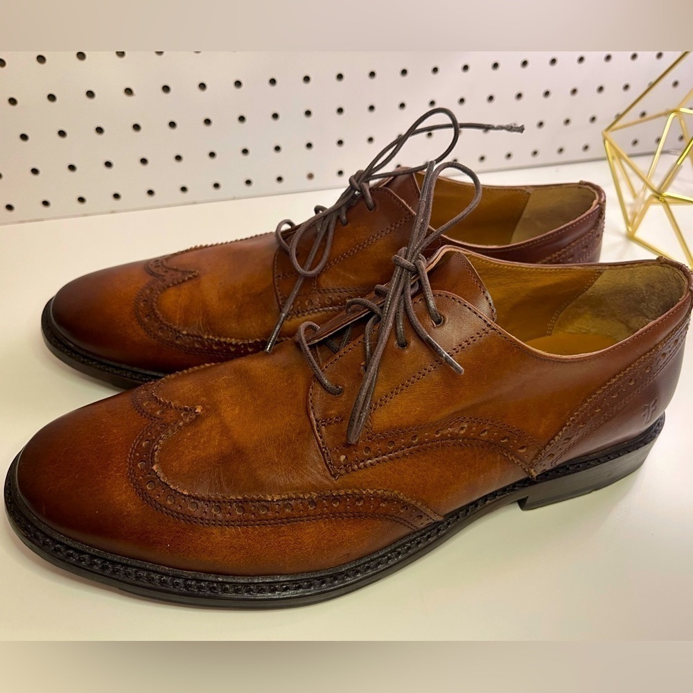 Frye Paul Bal Men's Size 10.5 D Shoes Brown Leather Cognac Lace Up Wingtip Derby